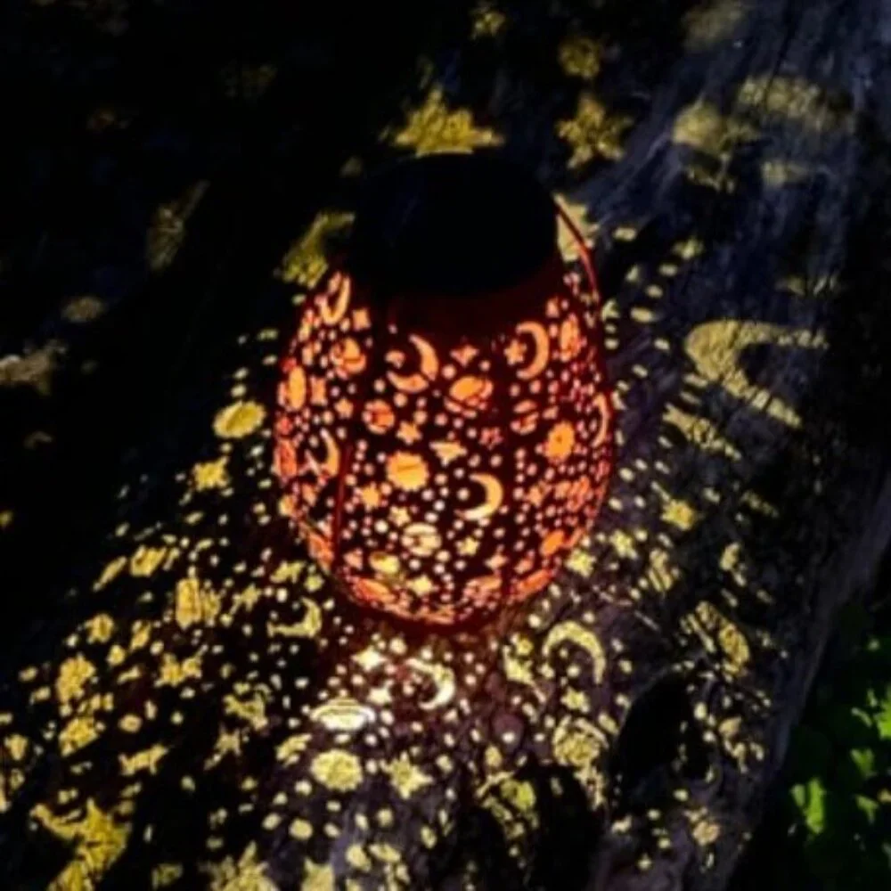 Solar LED Lantern Starry Outdoor Light Waterproof Hanging Metal Garden Decor